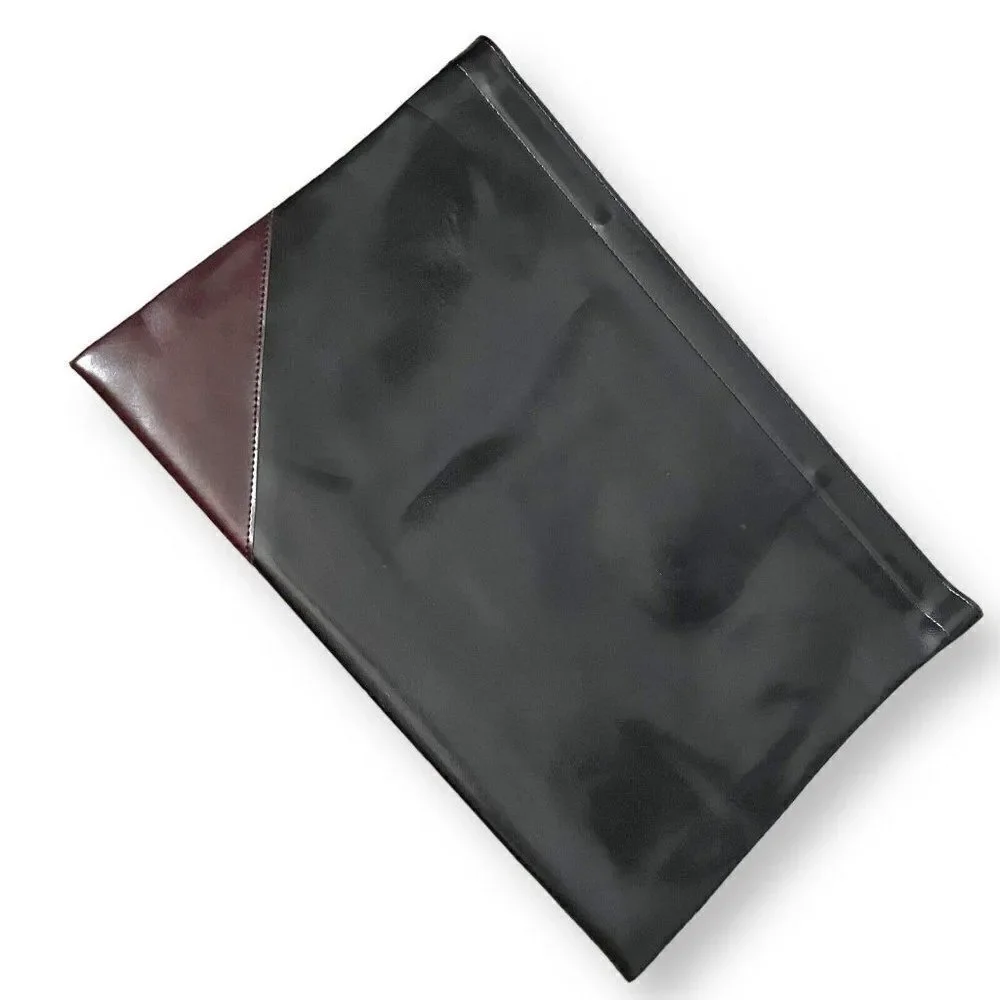 Document Bag Unisex Black Brown Faux Leather Hall Of Fame Bowl Organization Snap